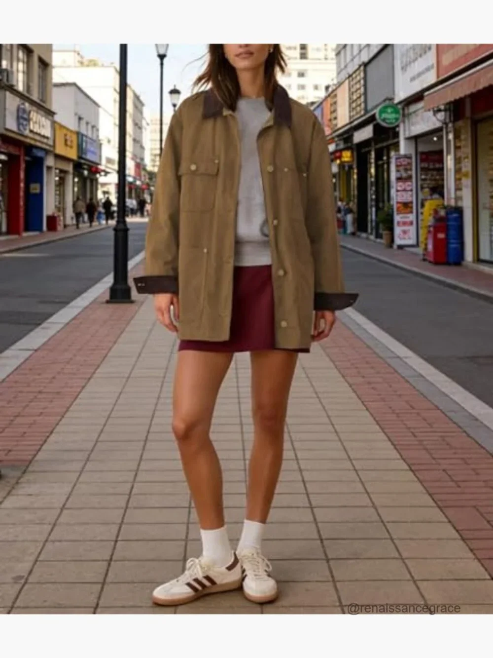 Oversized Utility Jacket Cotton Corduroy Collar Vintage Workwear with Pockets - Picture 5 of 7